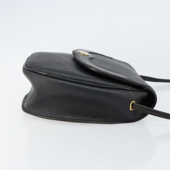 Christian Dior Honeycomb Canvas Shoulder Bag PVC Black Gold Auth BA8205