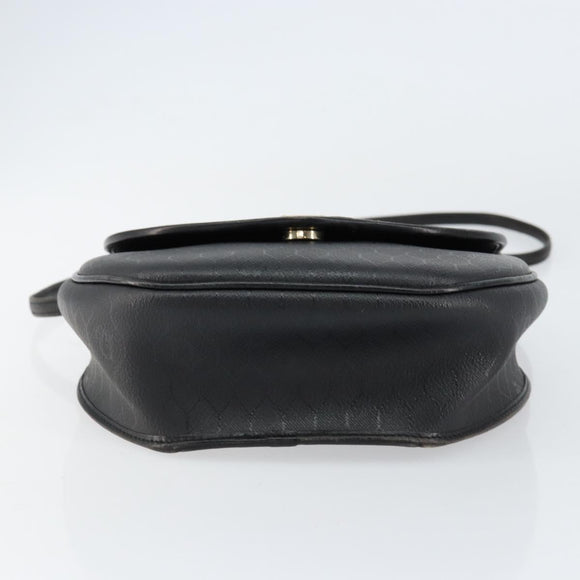 Christian Dior Honeycomb Canvas Shoulder Bag PVC Black Gold Auth BA8205