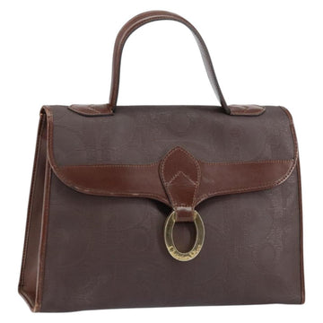 Christian Dior Trotter Canvas Hand Bag PVC Brown Gold Auth BA8206
