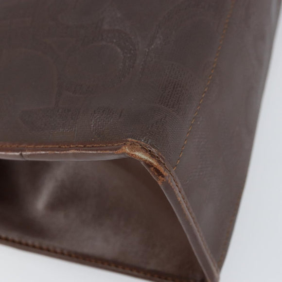 Christian Dior Trotter Canvas Hand Bag PVC Brown Gold Auth BA8206