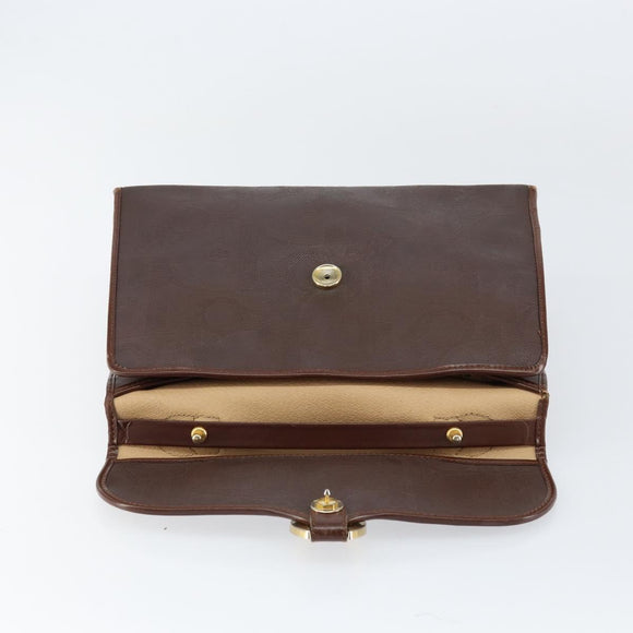 Christian Dior Trotter Canvas Hand Bag PVC Brown Gold Auth BA8206