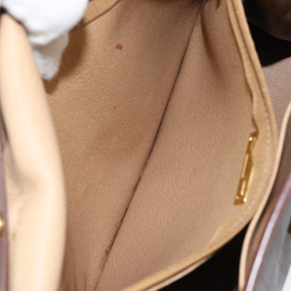 Christian Dior Trotter Canvas Hand Bag PVC Brown Gold Auth BA8206