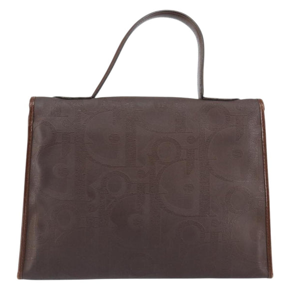 Christian Dior Trotter Canvas Hand Bag PVC Brown Gold Auth BA8206