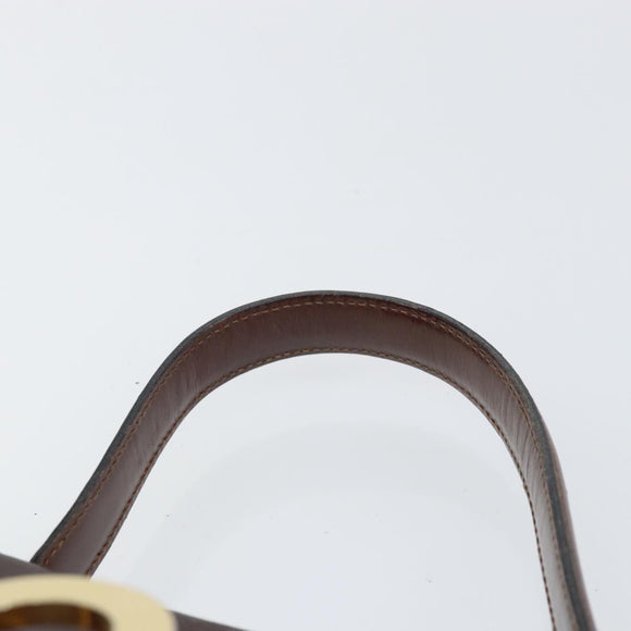 Christian Dior Trotter Canvas Hand Bag PVC Brown Gold Auth BA8206