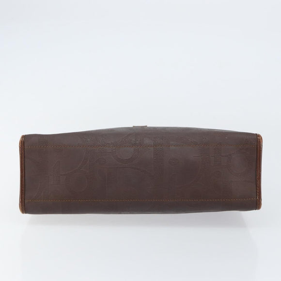 Christian Dior Trotter Canvas Hand Bag PVC Brown Gold Auth BA8206