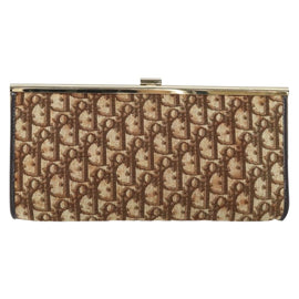 Christian Dior Trotter Canvas Clutch Bag Brown Gold Auth BA8207 - 0