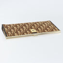 Christian Dior Trotter Canvas Clutch Bag Brown Gold Auth BA8207-5