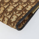 Christian Dior Trotter Canvas Clutch Bag Brown Gold Auth BA8207-7
