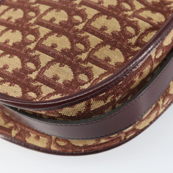 Christian Dior Trotter Canvas Shoulder Bag Beige Gold Auth BA8208