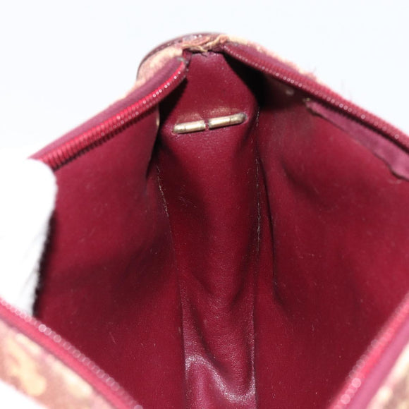 Christian Dior Trotter Canvas Shoulder Bag Beige Gold Auth BA8208