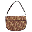 Christian Dior Trotter Canvas Shoulder Bag Beige Gold Auth BA8208-13