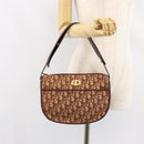 Christian Dior Trotter Canvas Shoulder Bag Beige Gold Auth BA8208-21
