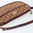 Christian Dior Trotter Canvas Shoulder Bag Beige Gold Auth BA8208-6