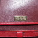Christian Dior Hand Bag Leather 2way Red Gold Auth BA8209-11