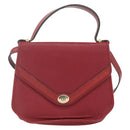 Christian Dior Hand Bag Leather 2way Red Gold Auth BA8209-13