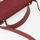 Christian Dior Hand Bag Leather 2way Red Gold Auth BA8209-7