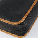 Christian Dior Shoulder Bag Leather Black Gold Auth BA8210-14