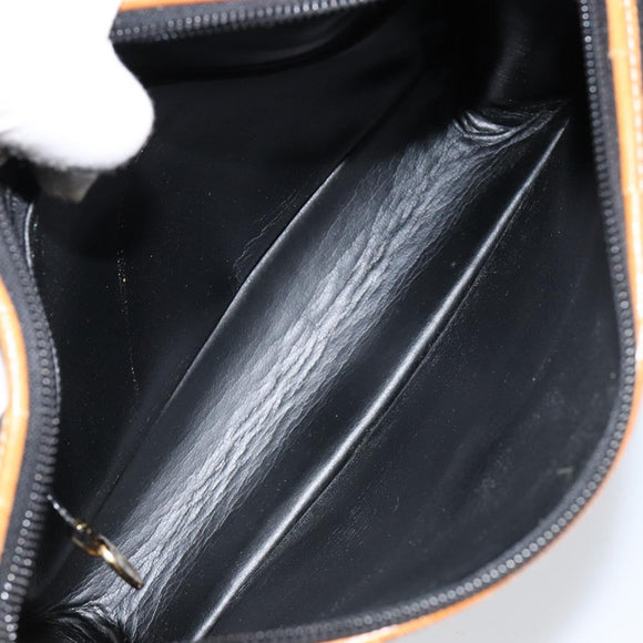 Christian Dior Shoulder Bag Leather Black Gold Auth BA8210