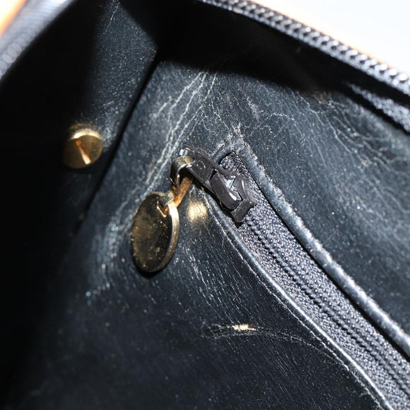 Christian Dior Shoulder Bag Leather Black Gold Auth BA8210