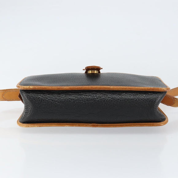 Christian Dior Shoulder Bag Leather Black Gold Auth BA8210