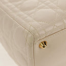 Christian Dior Canage Hand Bag Leather 2way White Gold Auth BA8211V-17