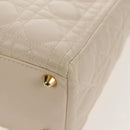 Christian Dior Canage Hand Bag Leather 2way White Gold Auth BA8211V-18