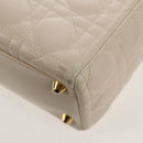 Christian Dior Canage Hand Bag Leather 2way White Gold Auth BA8211V-20