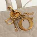 Christian Dior Canage Hand Bag Leather 2way White Gold Auth BA8211V-21