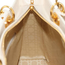 Christian Dior Canage Hand Bag Leather 2way White Gold Auth BA8211V-24