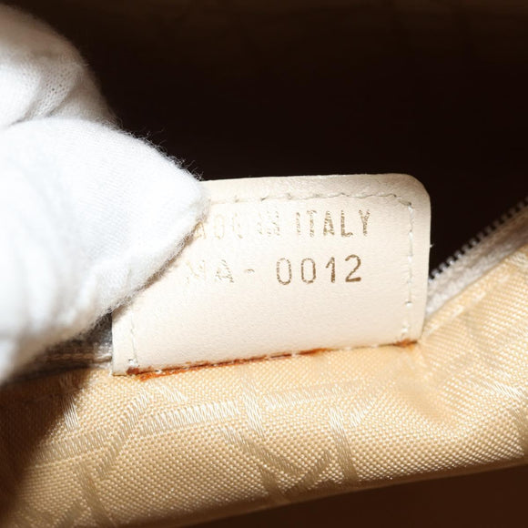 Christian Dior Canage Hand Bag Leather 2way White Gold Auth BA8211V