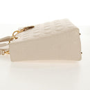 Christian Dior Canage Hand Bag Leather 2way White Gold Auth BA8211V-3