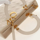 Christian Dior Canage Hand Bag Leather 2way White Gold Auth BA8211V-14