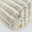 Salvatore Ferragamo Gancini Hand Bag Rattan White Gold Auth BA8212-16