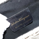 Salvatore Ferragamo Gancini Hand Bag Rattan White Gold Auth BA8212-12