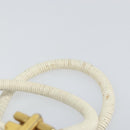 Salvatore Ferragamo Gancini Hand Bag Rattan White Gold Auth BA8212-8