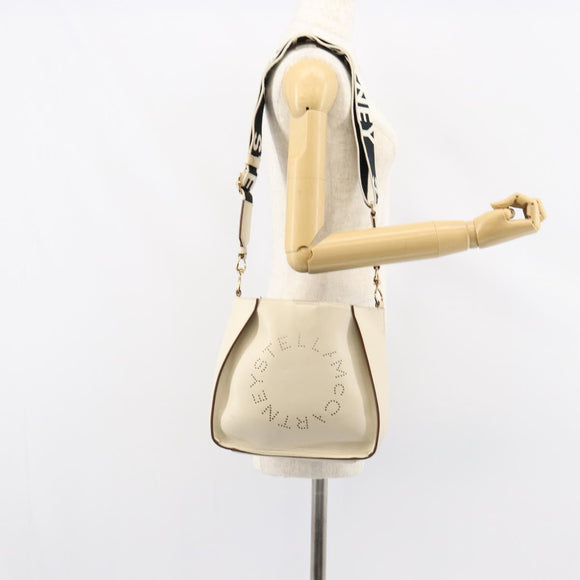 Stella MacCartney Shoulder Bag Leather Beige gold Auth BA8213