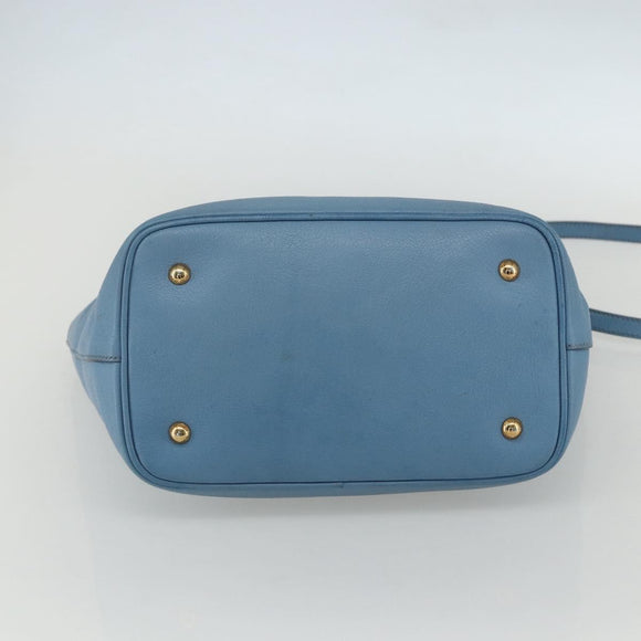Miu Miu Handtasche Leder 2-Wege Blau Gold Auth BA8214