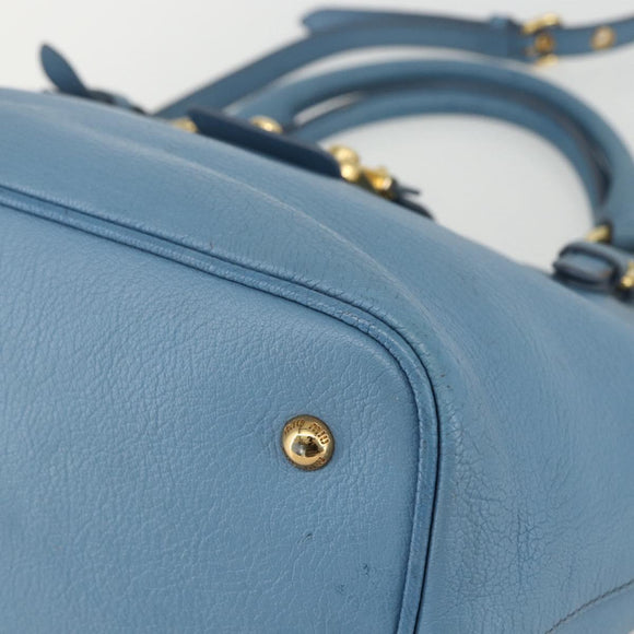 Miu Miu Hand Bag Leather 2way Blue Gold Auth BA8214