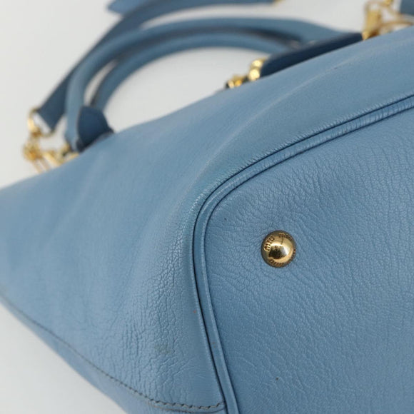 Miu Miu Handtasche Leder 2-Wege Blau Gold Auth BA8214