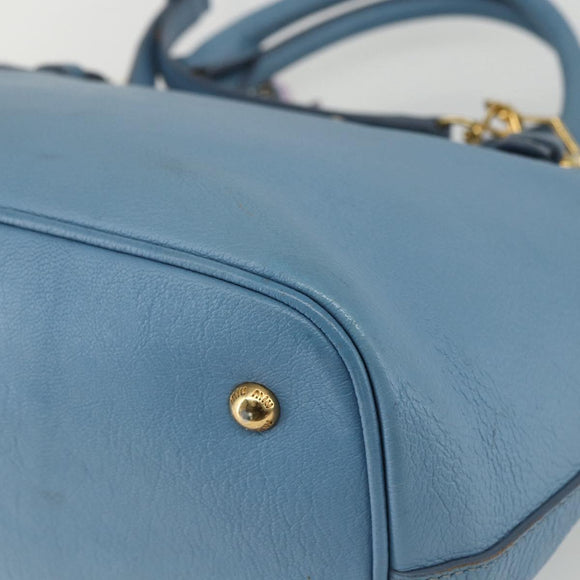 Miu Miu Handtasche Leder 2-Wege Blau Gold Auth BA8214