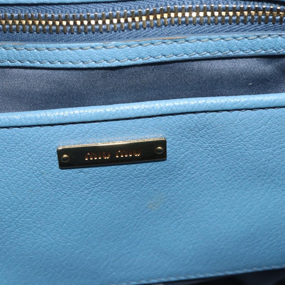 Miu Miu Handtasche Leder 2-Wege Blau Gold Auth BA8214