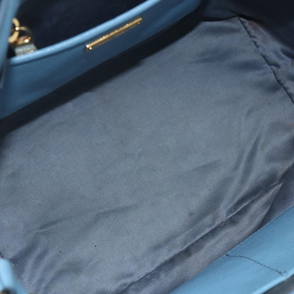 Miu Miu Hand Bag Leather 2way Blue Gold Auth BA8214