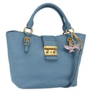 Miu Miu Handtasche Leder 2-Wege Blau Gold Auth BA8214-1