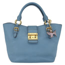 Miu Miu Hand Bag Leather 2way Blue Gold Auth BA8214-2