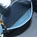 Miu Miu Handtasche Leder 2-Wege Blau Gold Auth BA8214-23