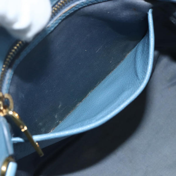 Miu Miu Handtasche Leder 2-Wege Blau Gold Auth BA8214