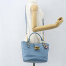 Miu Miu Handtasche Leder 2-Wege Blau Gold Auth BA8214-25