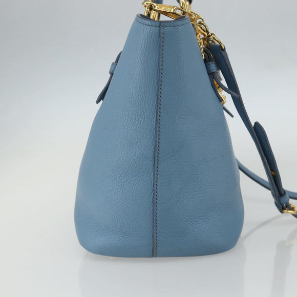 Miu Miu Handtasche Leder 2-Wege Blau Gold Auth BA8214