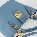 Miu Miu Handtasche Leder 2-Wege Blau Gold Auth BA8214-6