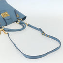 Miu Miu Handtasche Leder 2-Wege Blau Gold Auth BA8214-8